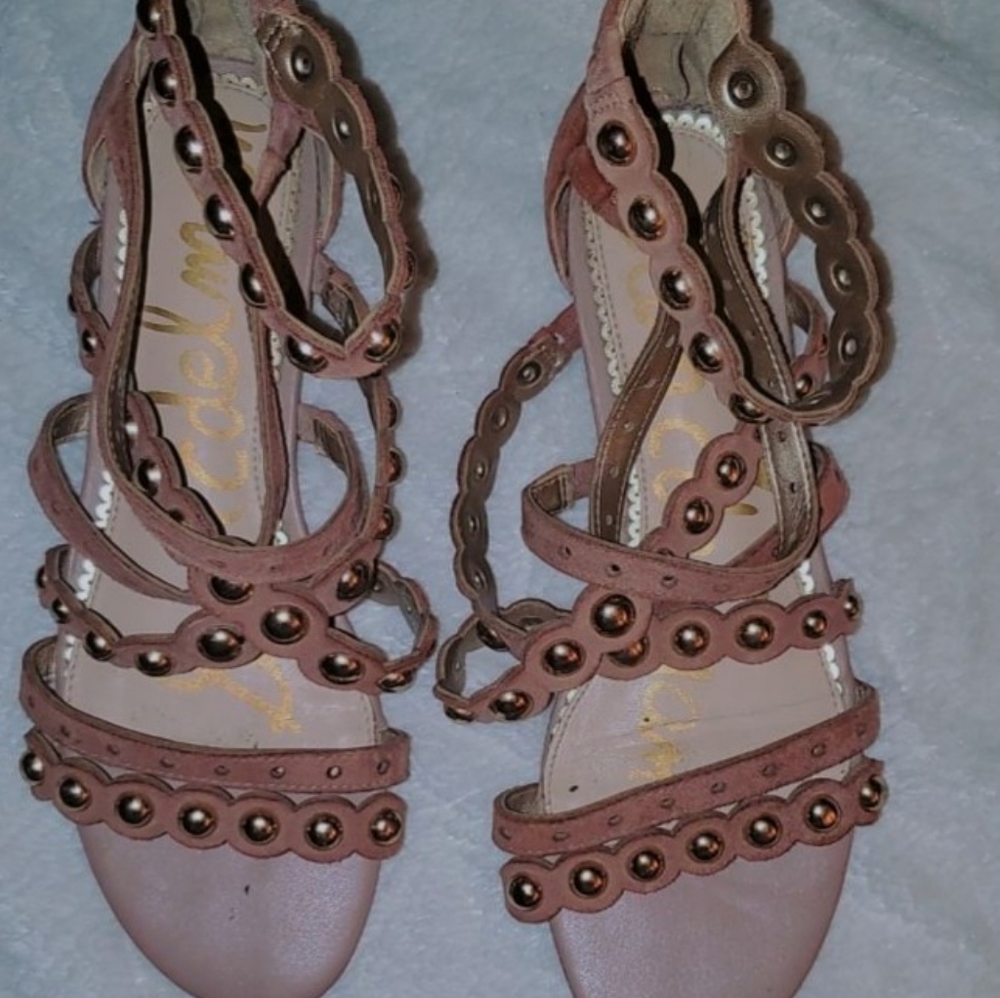 Pink boho slightly heeled sandals